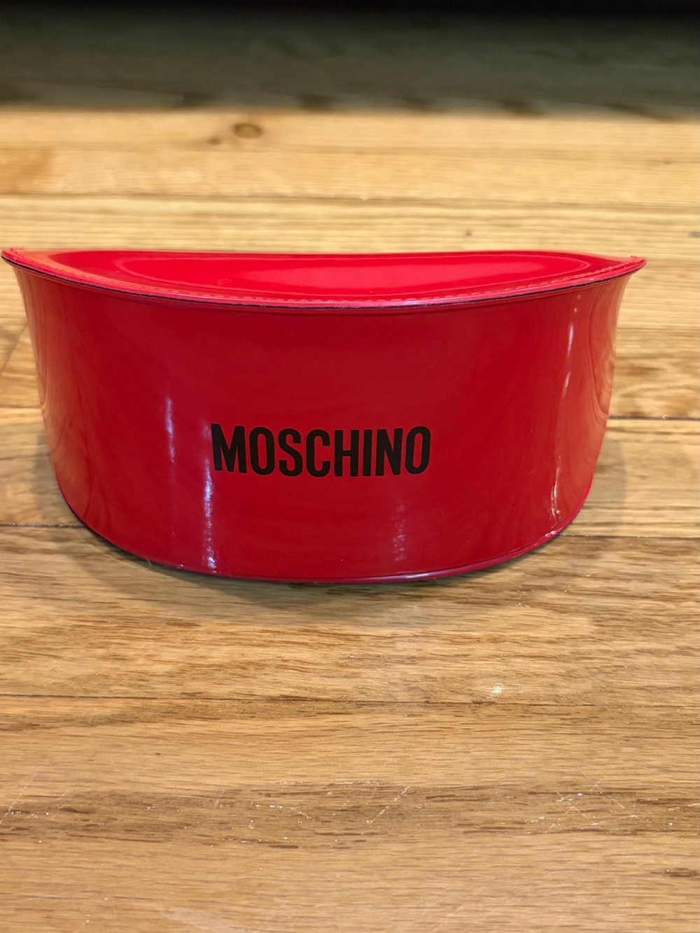 Moschino Glossy Red Sunglasses Case with Black Logo